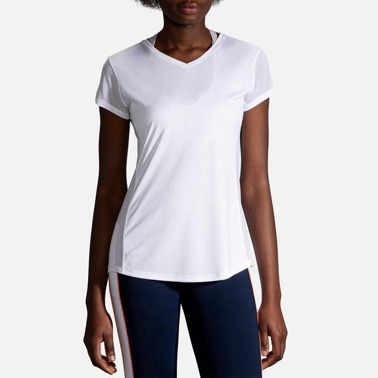 Brooks Stealth - Womens Short Sleeve Running Shirt - White (80941KLUI)